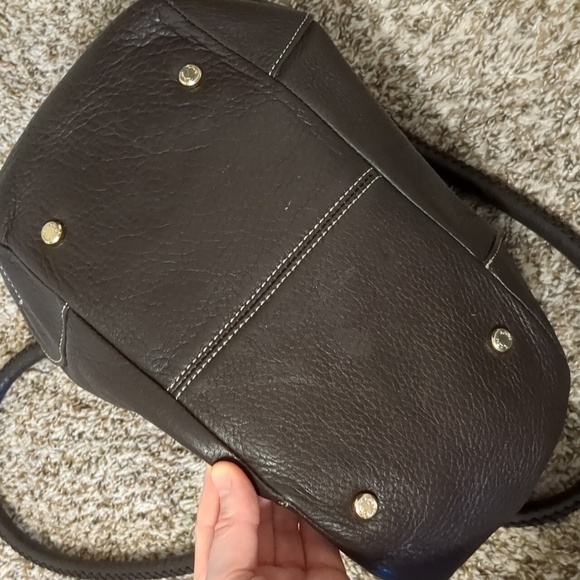 Talbot's cinched espresso bucket bag genuine pebbled leather magnetic closure - Picture 5 of 10